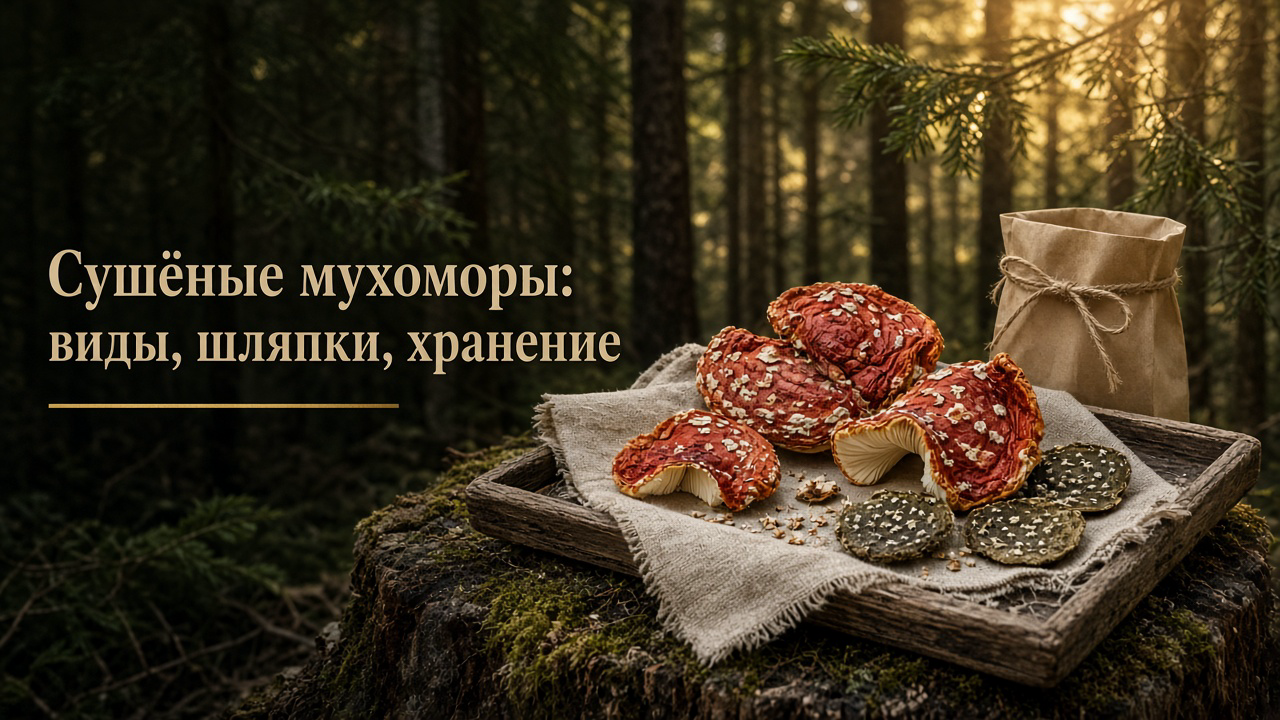 Сушёные мухоморы: виды, шляпки, хранение